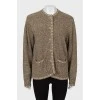 Knitted green jacket with buttons