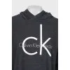 Gray hoodie with brand logo