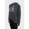 Gray hoodie with brand logo
