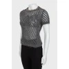 Knitted T-shirt decorated with rhinestones