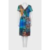 Abstract print dress with press-studs closure 