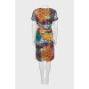 Abstract print dress with press-studs closure 