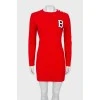 Knitted dress with brand logo