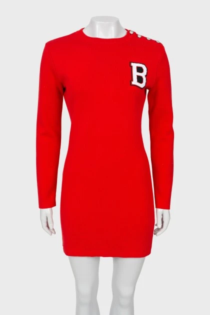 Knitted dress with brand logo