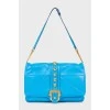 Blue clutch bag with gold hardware
