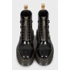 Patent leather boots with chunky soles