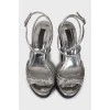 Silver woven wedge sandals