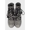 Grey lace-up boots 