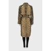 Animal print trench coat with buttons