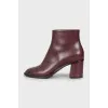 Burgundy leather ankle boots