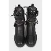 Black boots with silver hardware