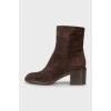 Brown suede heeled ankle boots