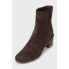 Brown suede heeled ankle boots