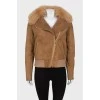 Brown sheepskin coat with fur