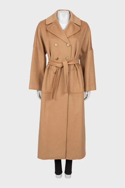 Wool coat with gold buttons