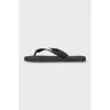 Black flip flops with brand logo