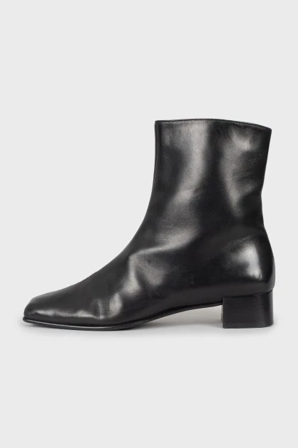 Square toe leather ankle boots