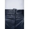 Leather blue skirt with a belt