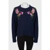 Cashmere sweater with patches