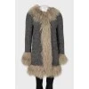 Knitted cardigan with fur