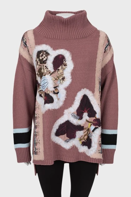 Printed turtleneck sweater