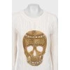 Wool sweater with skull decor