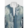Denim jacket decorated with lace