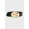 Leather belt with decorative buckle
