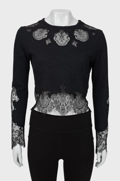 Black sweater with lace