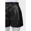 Leather mini shorts