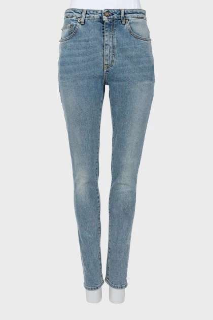 Blue high waist skinny jeans