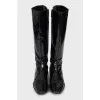 Black patent leather boots