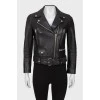 Cropped leather jacket with silver hardware