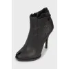 Open toe leather ankle boots