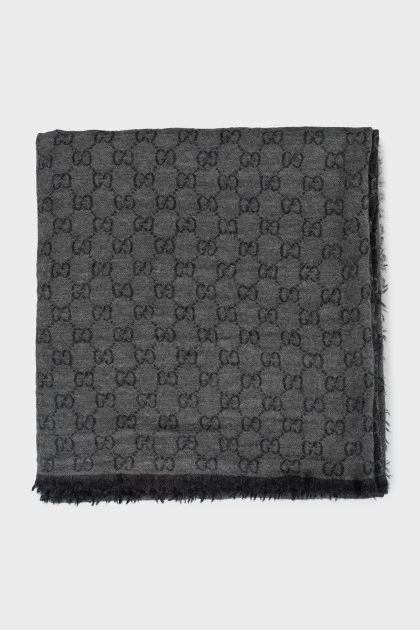 Charcoal scarf with signature print