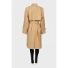 Brown trench coat at the waist