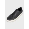 Men's leather sneakers with embossing