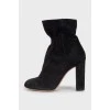 Draped suede ankle boots