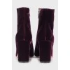 Purple velor ankle boots