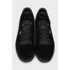 Men's suede sneakers with silver logo