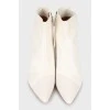 White mid heel boots