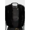 Leather vest with fur