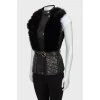 Leather vest with fur