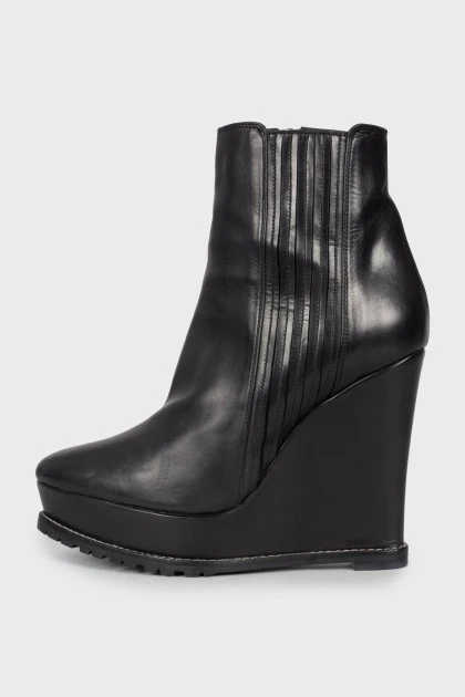 Black wedge ankle boots