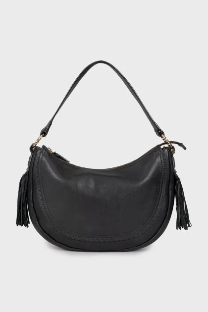 Leather bag with fringes