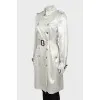 Silver trench coat with buttons