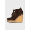 Brown wedge ankle boots