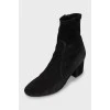 Suede black zip ankle boots