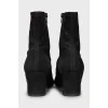 Suede black zip ankle boots