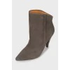 Suede ankle boots with asymmetrical upper
